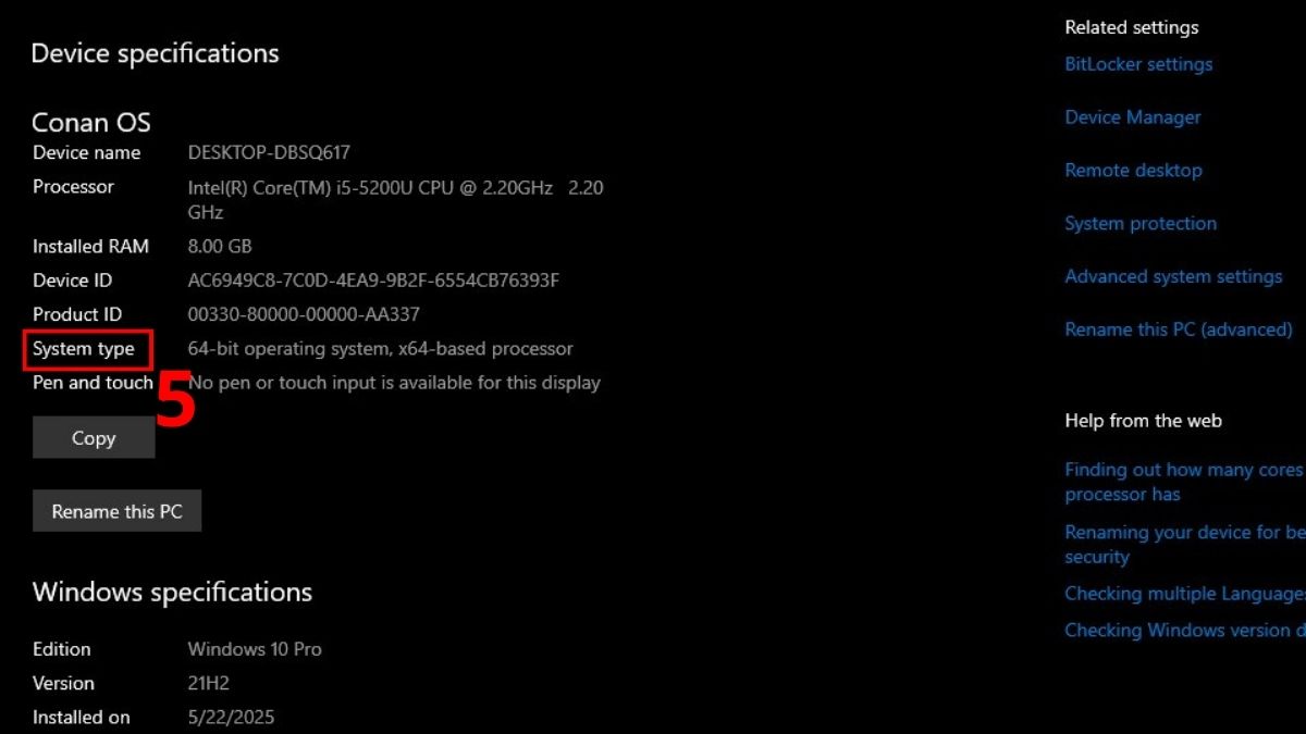 kiểm tra thiết bị có phải ARM64 trên windows bước 4