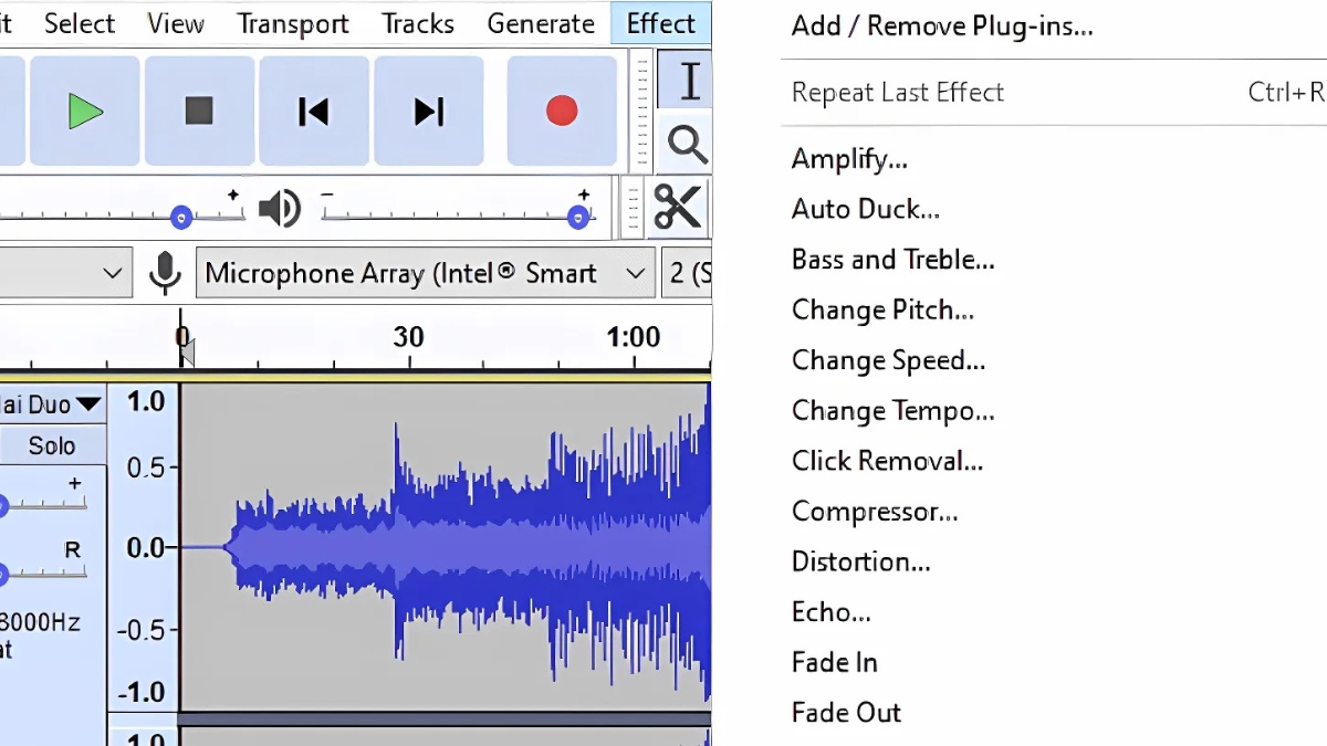 tính năng nổi bật của Audacity - Công cụ thay đổi tốc độ và độ cao bản thu âm