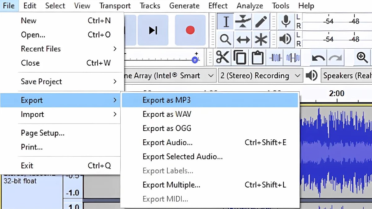 tính năng nổi bật của Audacity - Xuất và nhập nhiều định dạng tệp