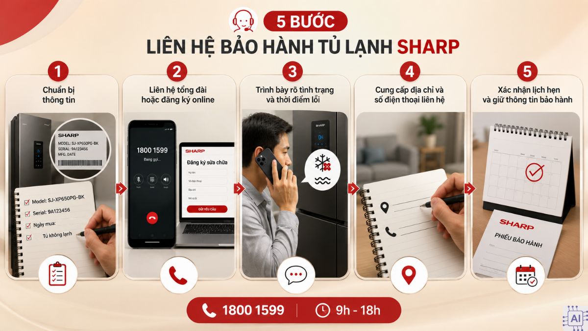 Cách liên hệ bảo hành tủ lạnh Sharp nhanh chóng