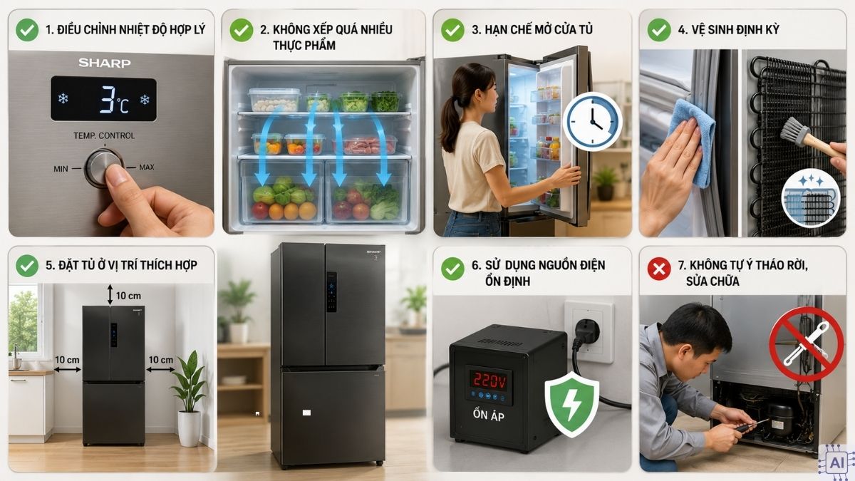 Mẹo sử dụng tủ lạnh Sharp bền, hạn chế phát sinh lỗi
