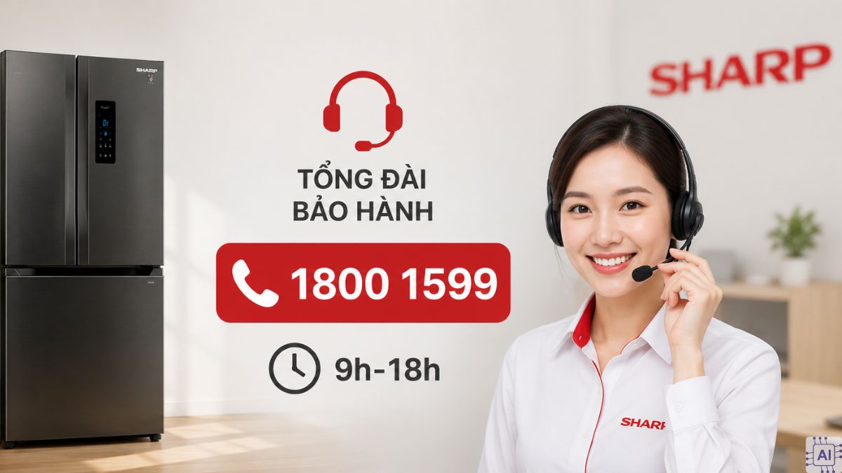 Tổng đài bảo hành tủ lạnh Sharp | Hotline hỗ trợ 9h-18h