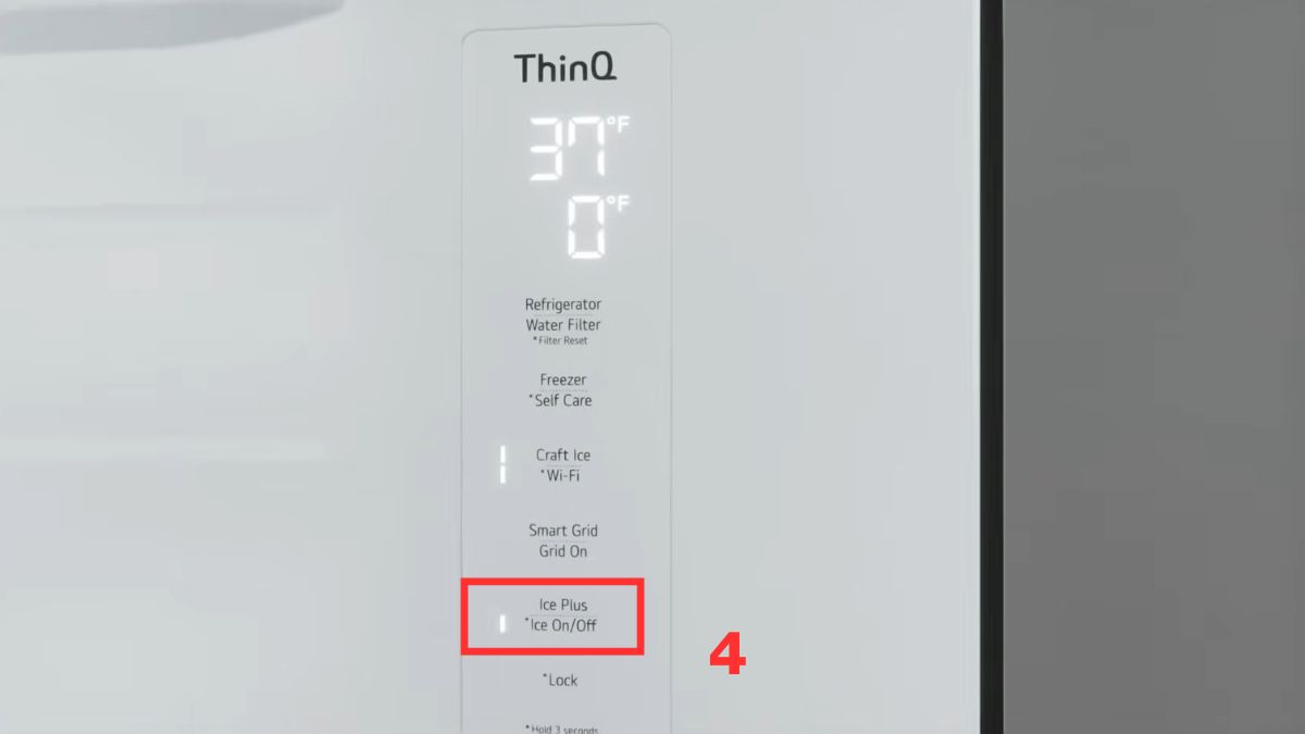 Cách bật chế độ làm đá tự động tủ lạnh LG bước 4