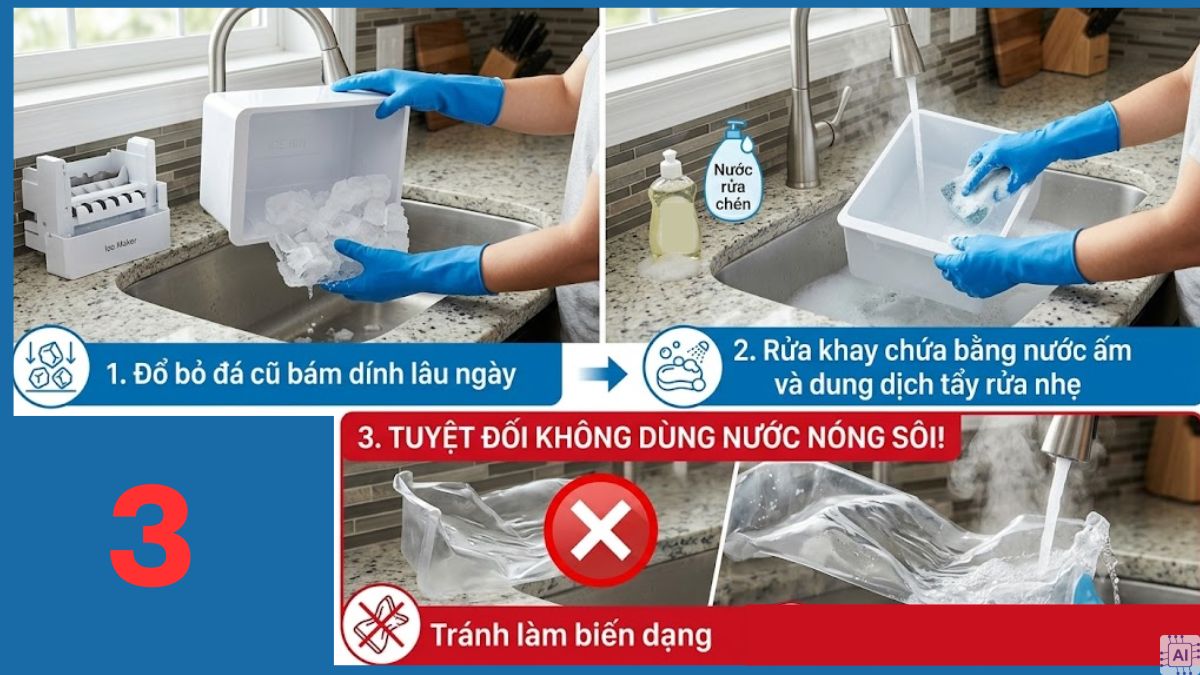 Hướng dẫn vệ sinh và bảo quản cụm làm đá tự động bước 3