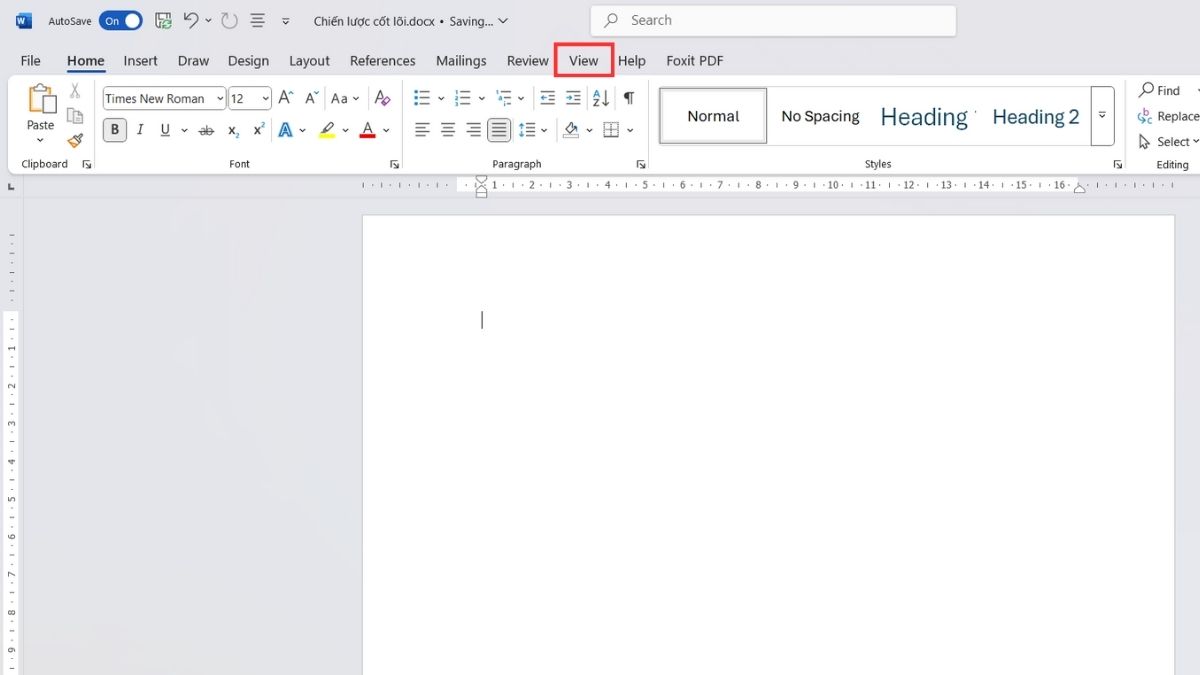 bật thước trong Word 2013 bước 1