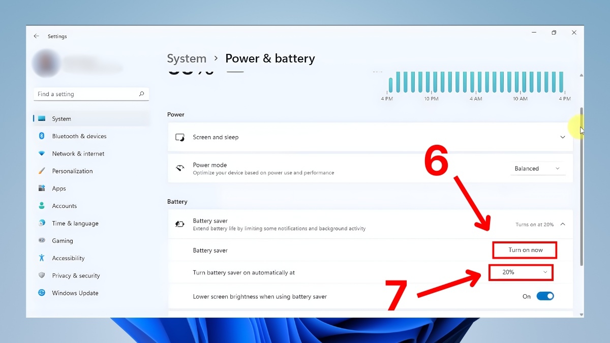 bật Battery Saver trên windows bước 3
