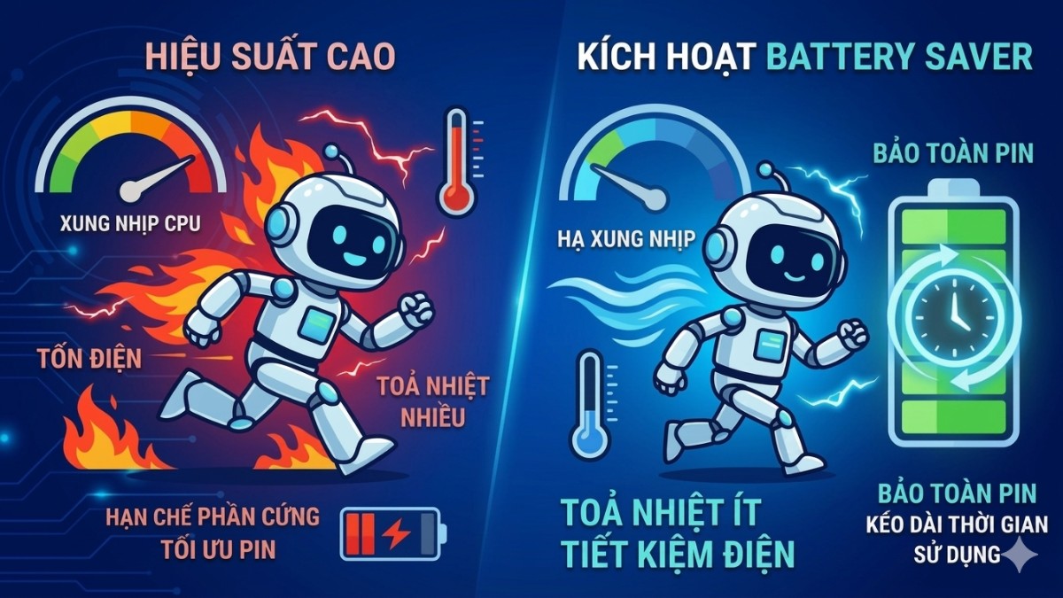 Cơ chế hoạt động của Battery Saver là gì? Giảm hiệu suất hệ thống