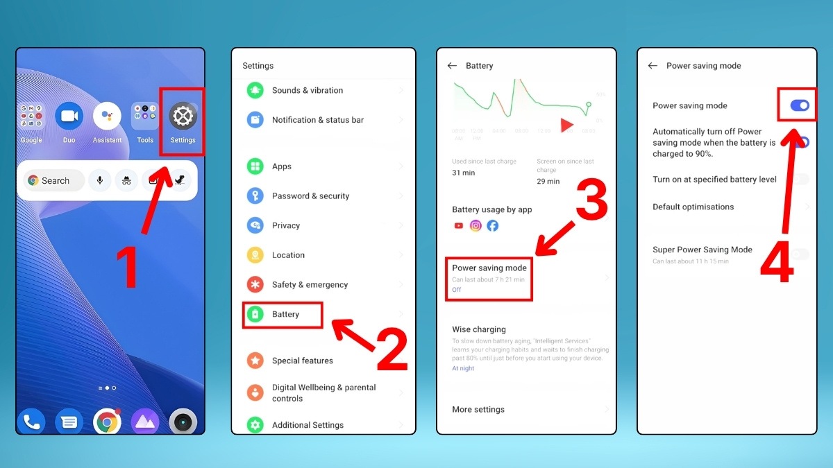 bật Battery Saver trên android