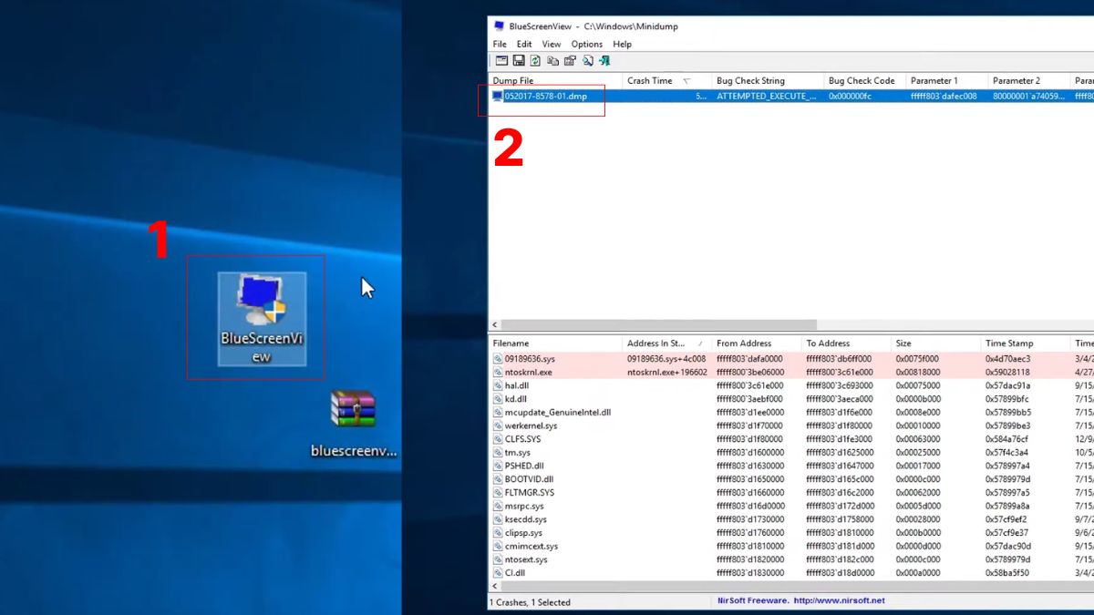 Cách đọc thông tin quan trọng trong BlueScreenView bước 1