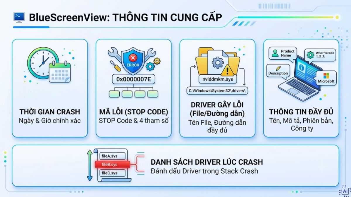 Những thông tin BlueScreenView có thể cung cấp