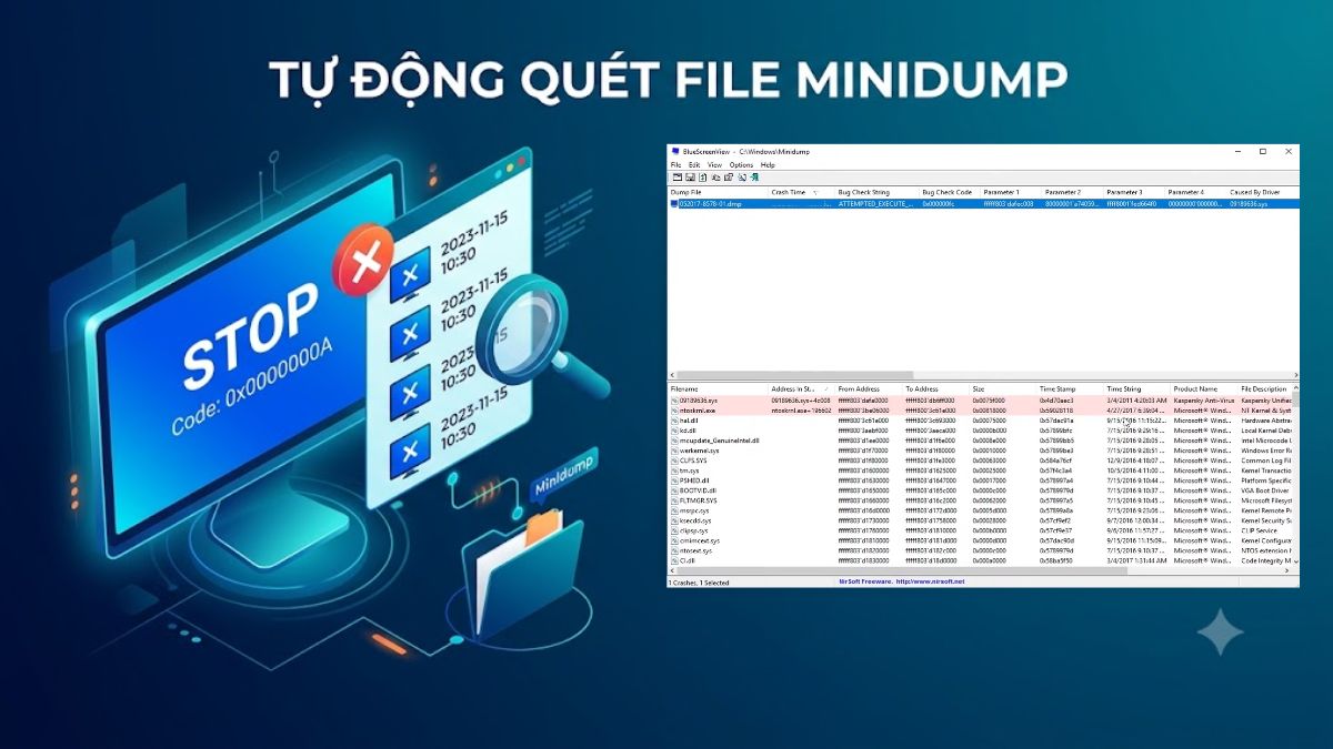 Tính năng nổi bật của BlueScreenView - Tự động quét file Minidump