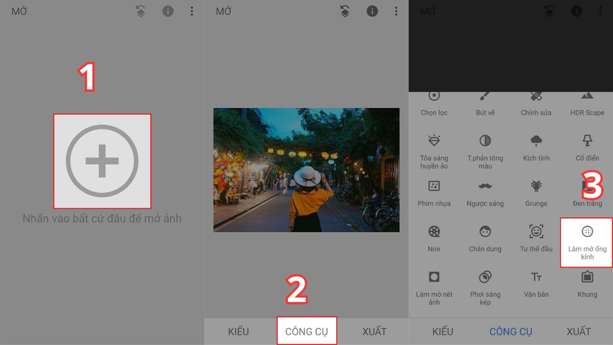 tạo hiệu ứng blur bằng snapseed bước 1