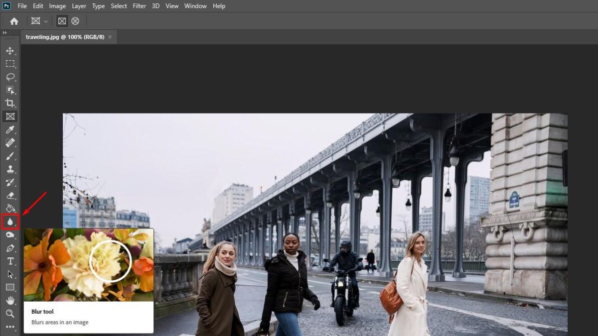 Cách làm mờ ảnh trong Photoshop bước 1