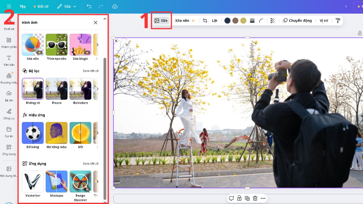 tạo hiệu ứng blur bằng canva bước 1