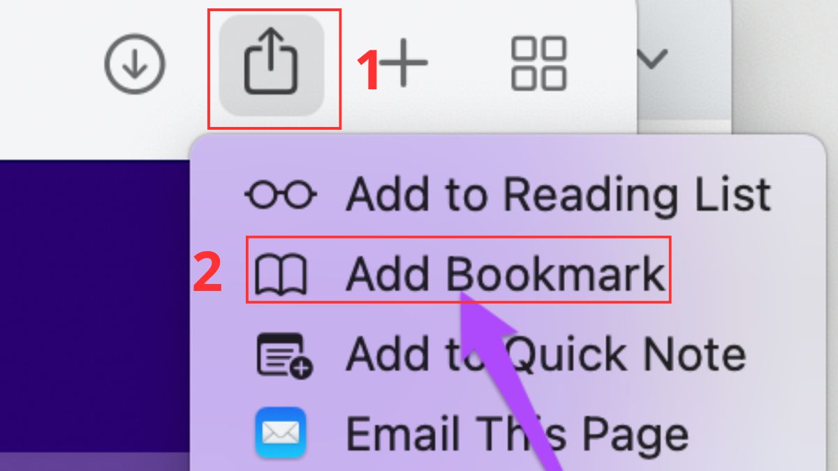 Cách lưu Bookmark trên Safari - bước 2