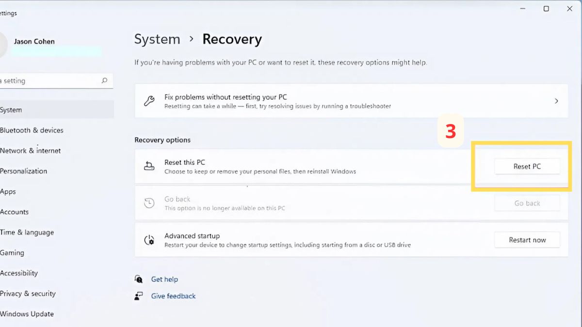 Cách cài lại Win không mất dữ liệu bước 2