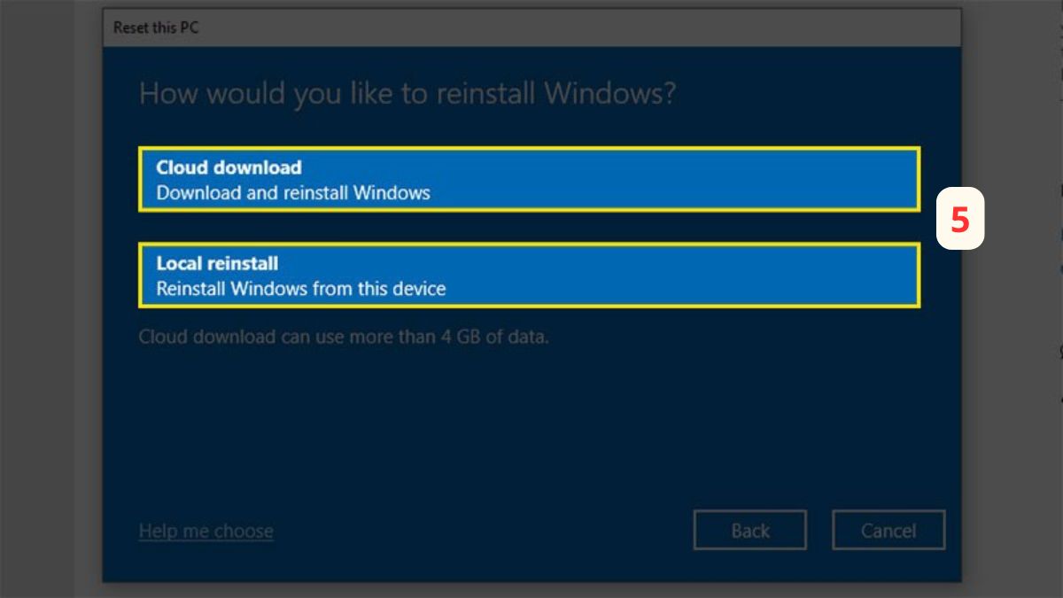 Cách cài lại Win không mất dữ liệu bước 4