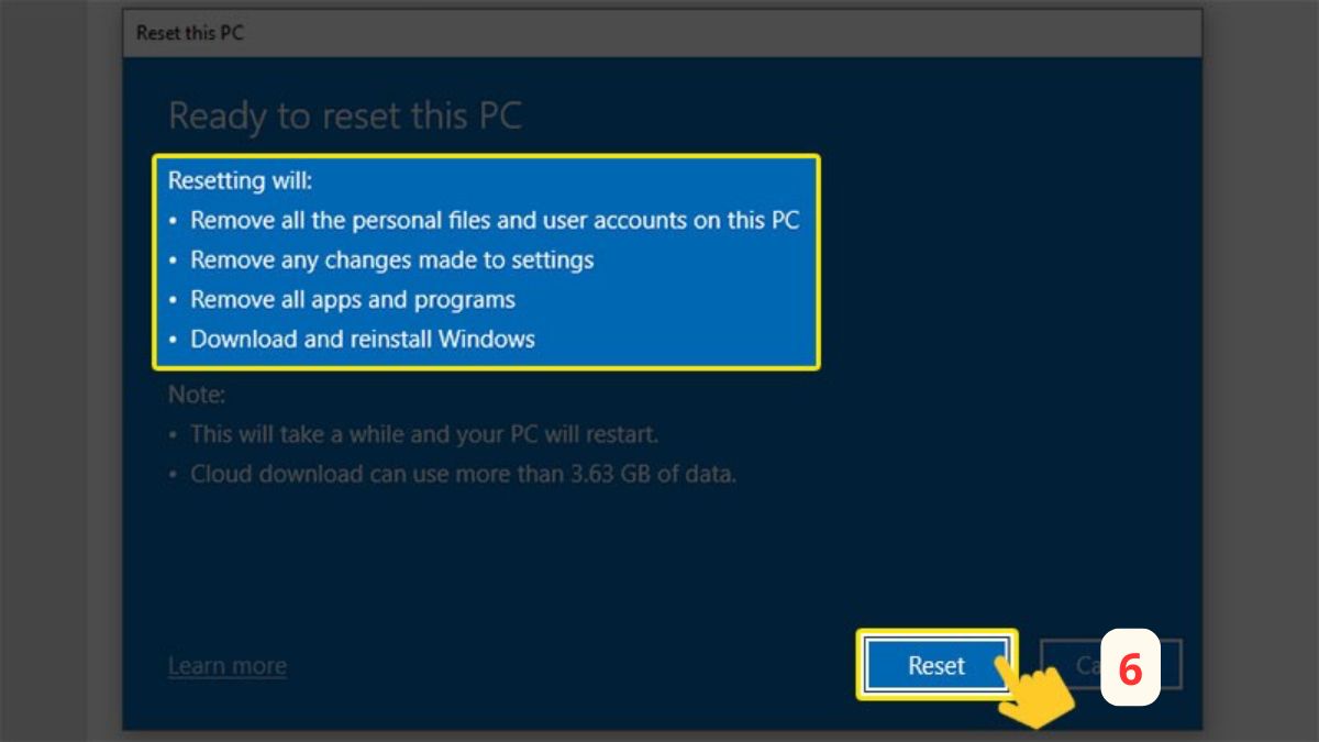 Cách cài lại Win không mất dữ liệu bước 5