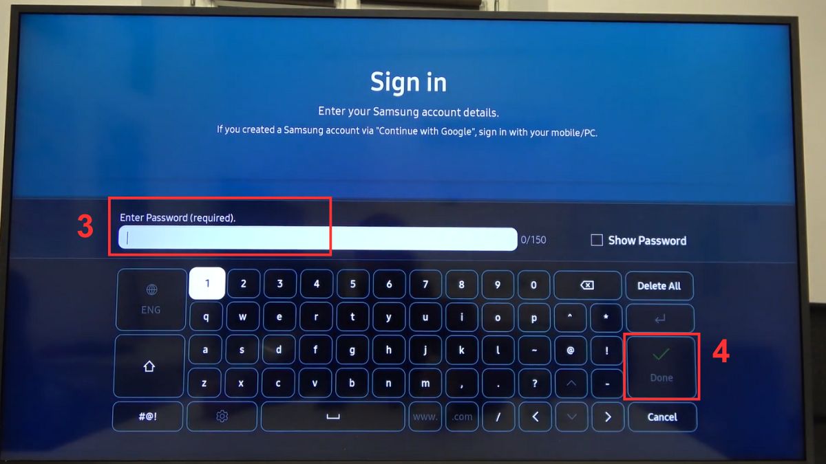 Cách đăng nhập Account Samsung trên Smart tivi bước 2