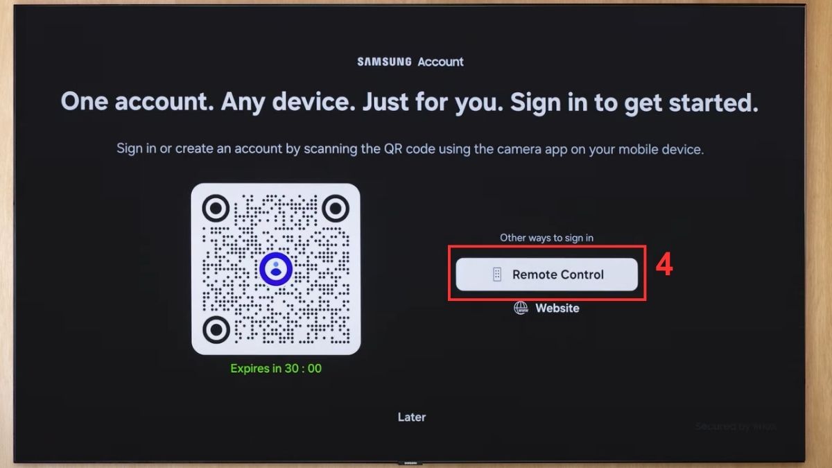 Cách đăng nhập tài khoản Samsung trên tivi tại màn hình chính bước 3
