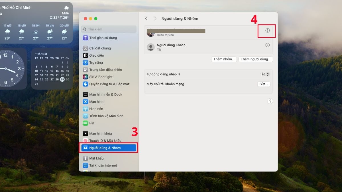 Cách cài mật khẩu máy tính MacBook macOS qua settings bước 2