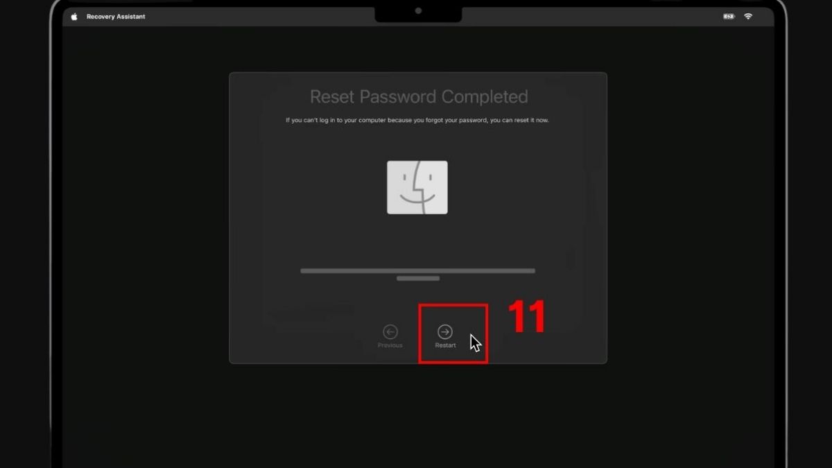 Nhấn Restart để khởi động lại macOS