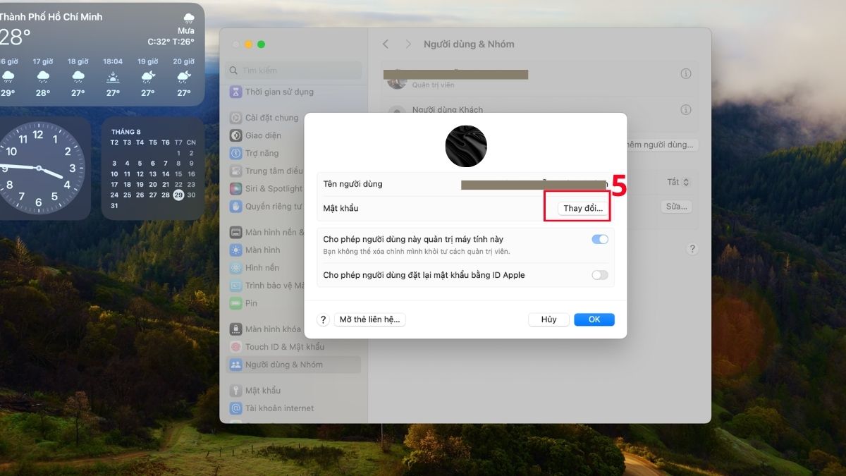 Cách cài mật khẩu máy tính MacBook macOS qua settings bước 3