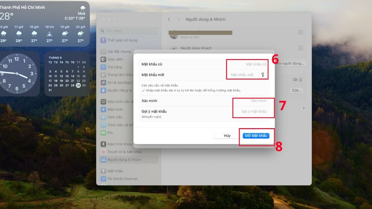 Cách cài mật khẩu máy tính MacBook macOS qua settings bước 4