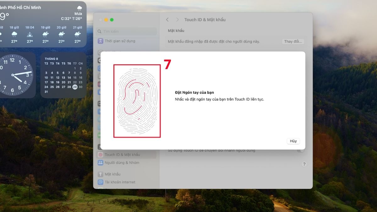 Cách cài mật khẩu máy tính MacBook macOS qua touch id bước 4