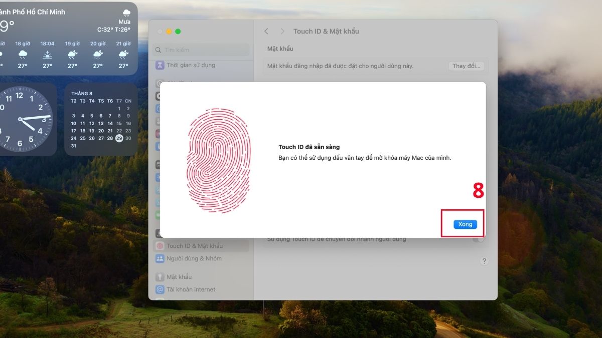 Cách cài mật khẩu máy tính MacBook macOS qua touch id bước 5