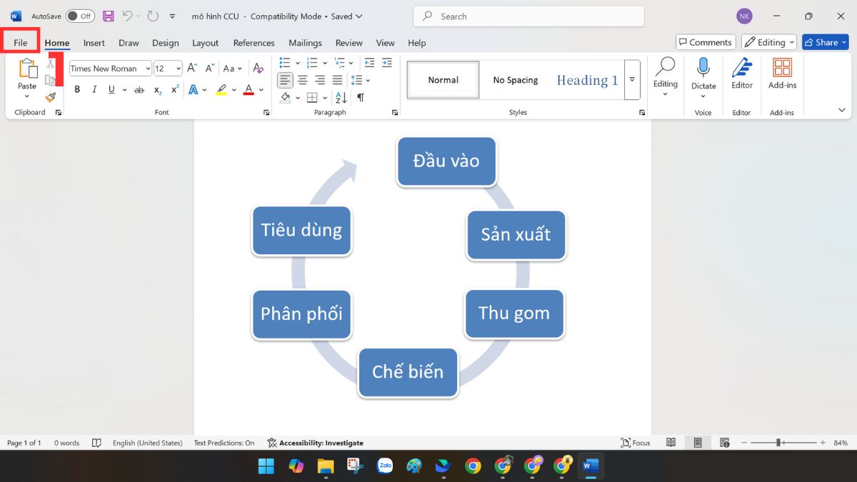 Cách đổi tên file Word trên máy tính Windows khi cửa đang mở file bước 1