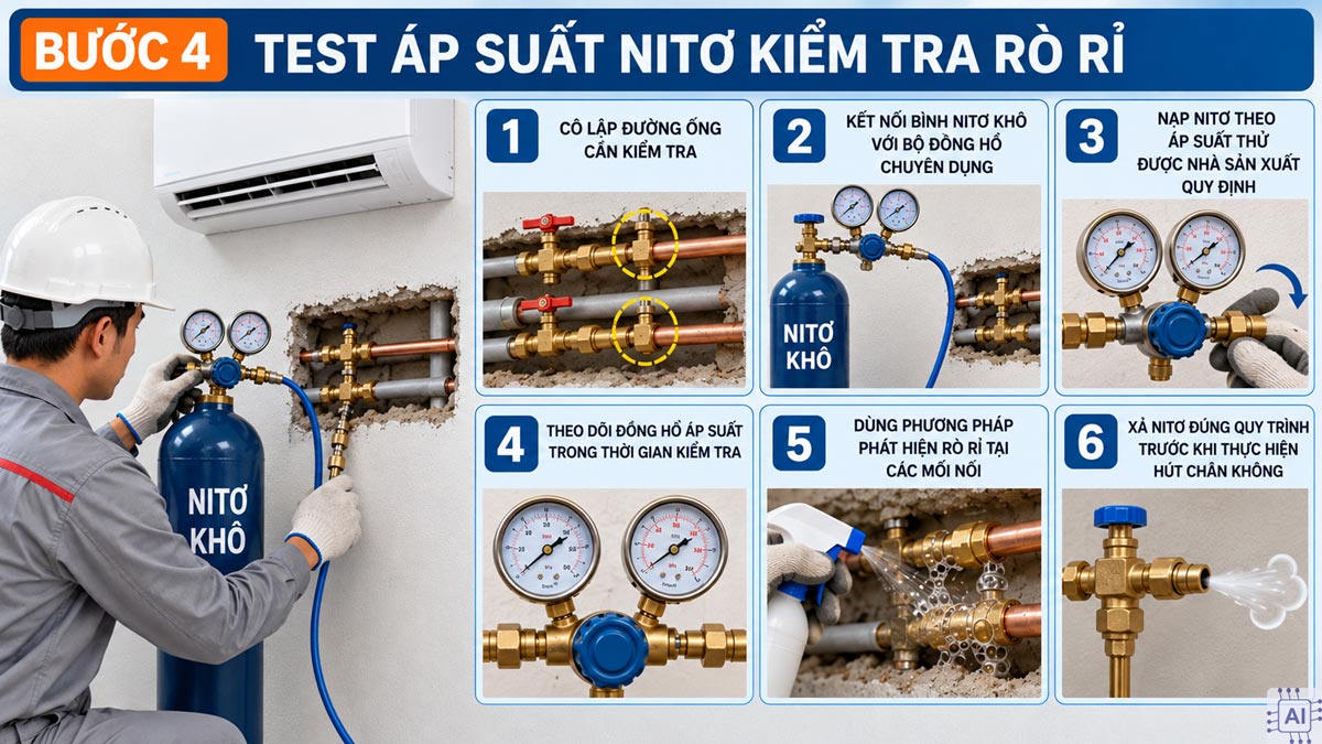 Cách đi ống đồng máy lạnh âm tường chuẩn kỹ thuật bước 4