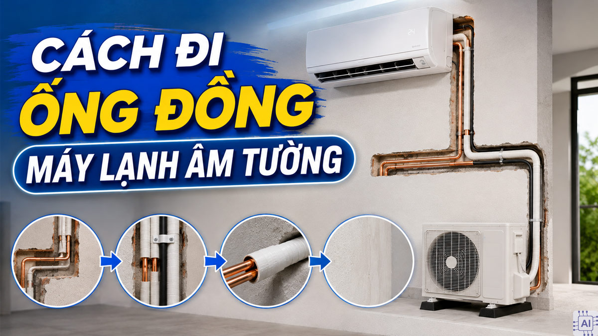 Hướng dẫn cách đi ống đồng máy lạnh âm tường đúng kỹ thuật