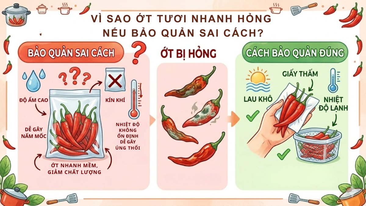 cách bảo quản ớt tươi trong tủ lạnh