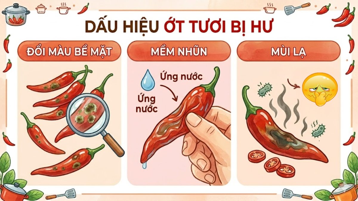 Dấu hiệu ớt bị hư