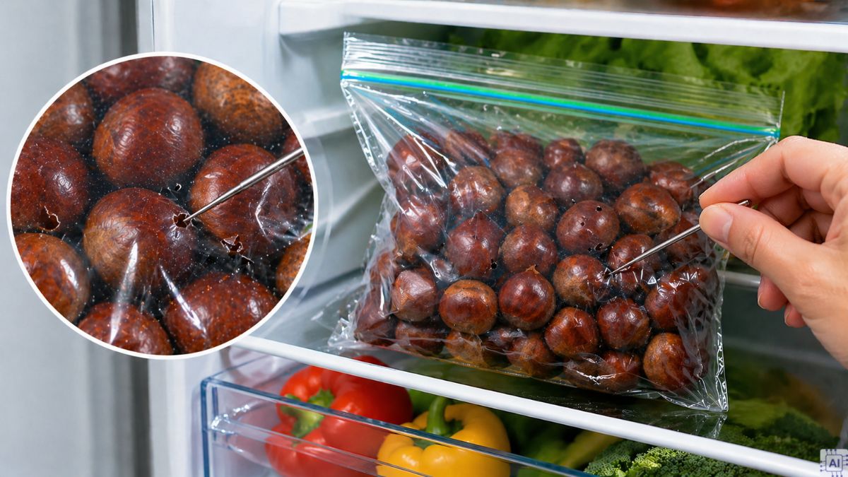 Cách bảo quản hạt dẻ tươi trong tủ lạnh bằng đục lỗ thông hơi