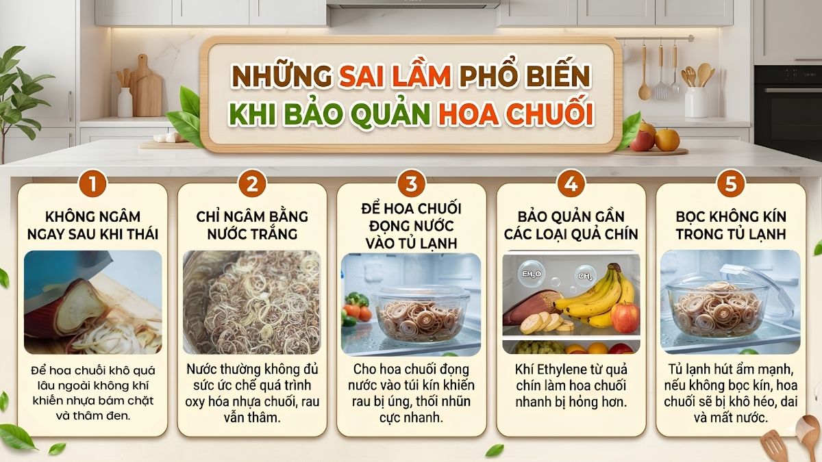 những sai lầm khi thực hiện cách bảo quản hoa chuối đã thái trong tủ lạnh