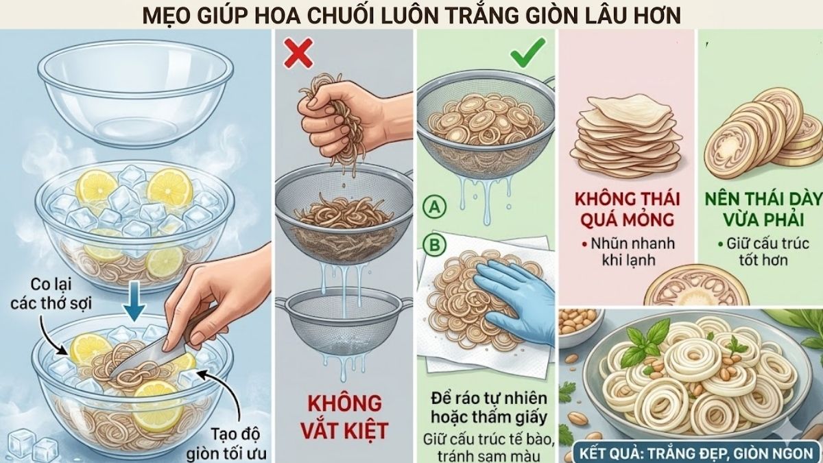 Mẹo giúp hoa chuối luôn trắng giòn lâu hơn