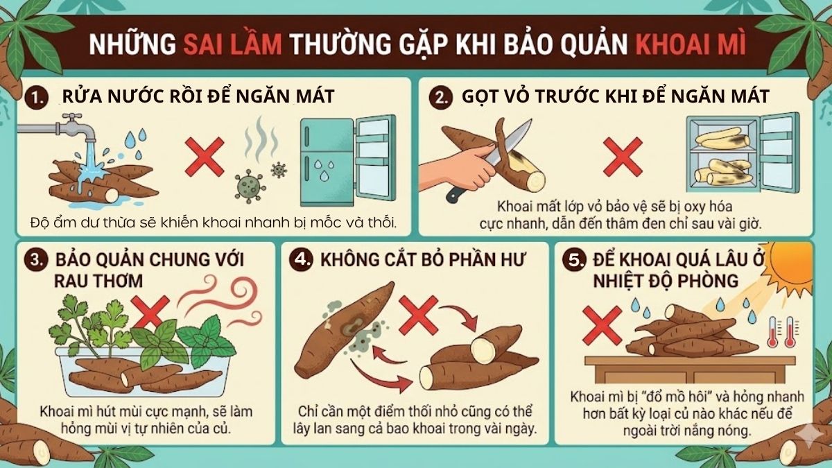 Những sai lầm thường gặp khi bảo quản khoai mì