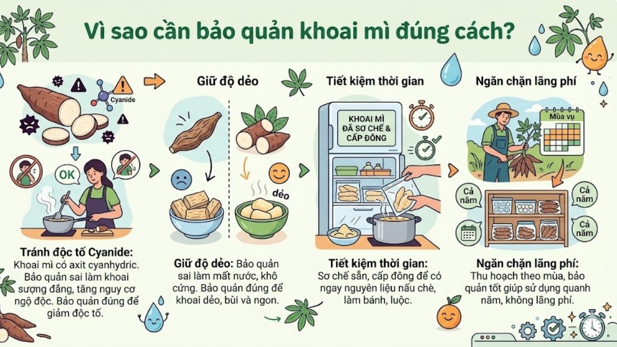Vì sao cần bảo quản khoai mì đúng cách?