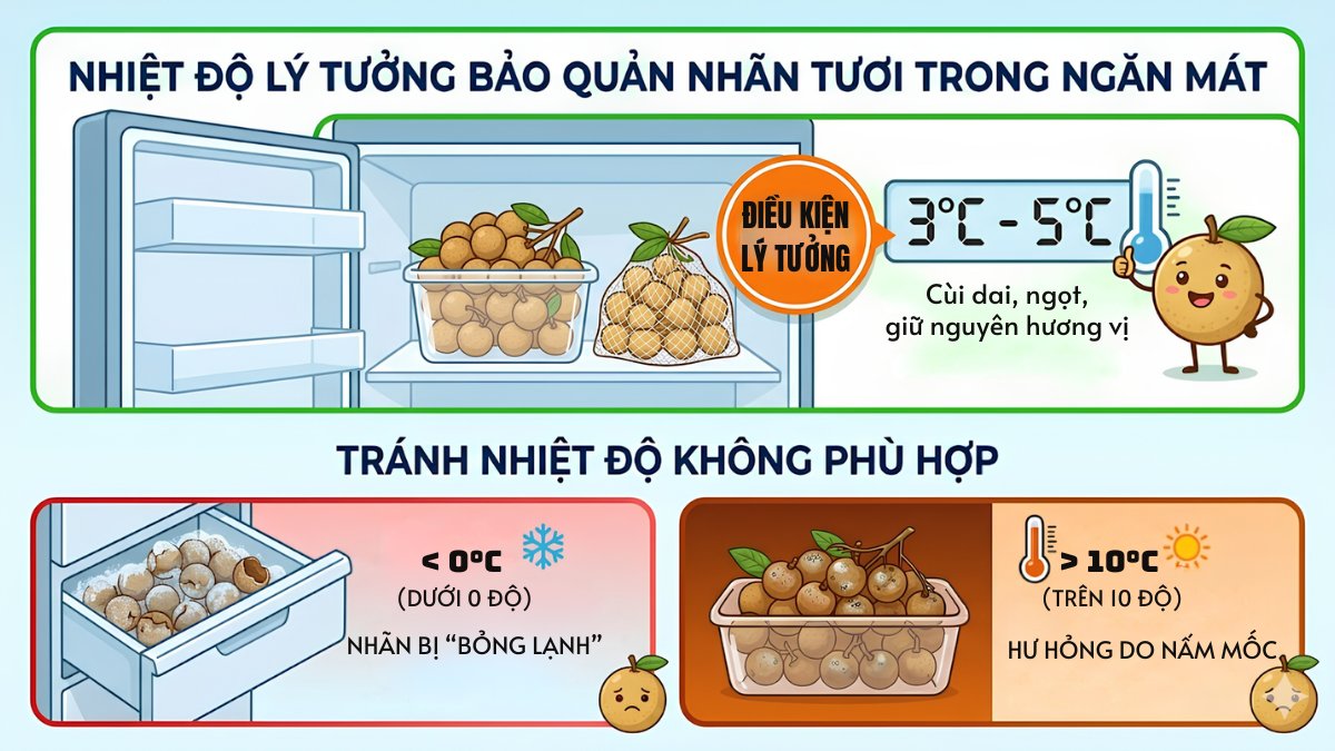 Nhiệt độ lý tưởng để bảo quản nhãn trong tủ lạnh