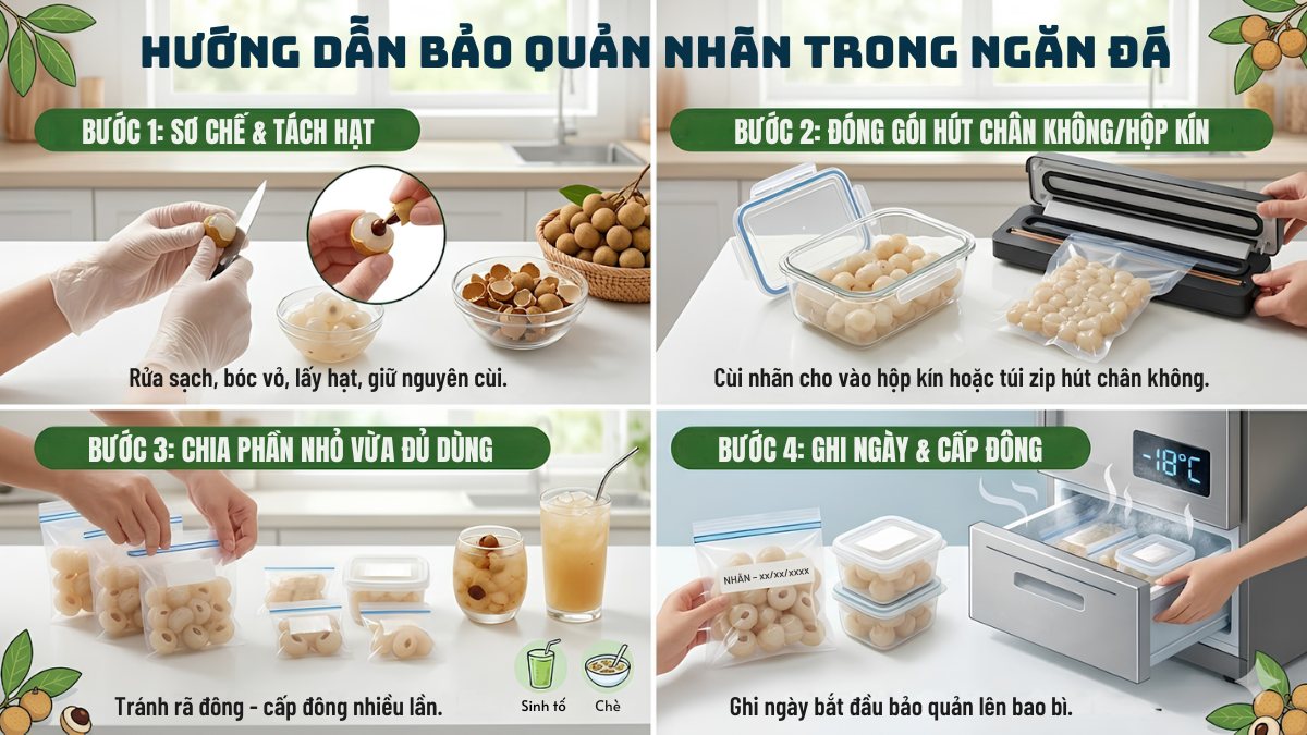 cách bảo quản nhãn trong tủ lạnh ngăn đá