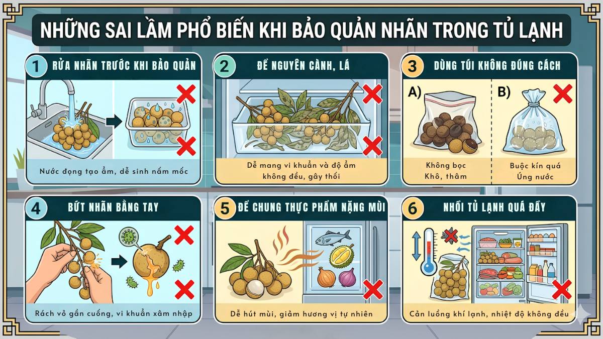 Những sai lầm phổ biến khi bảo quản nhãn trong tủ lạnh