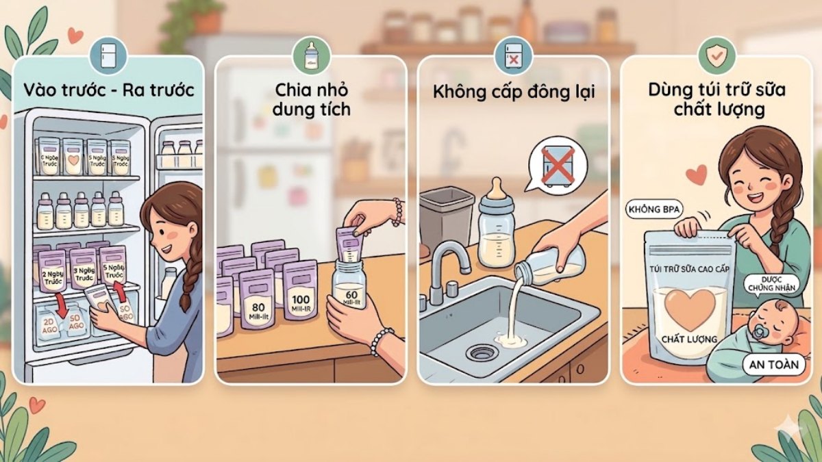 Mẹo giữ nguyên dinh dưỡng sữa mẹ