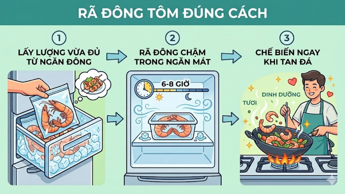 Cách rã đông tôm đúng cách để không mất chất