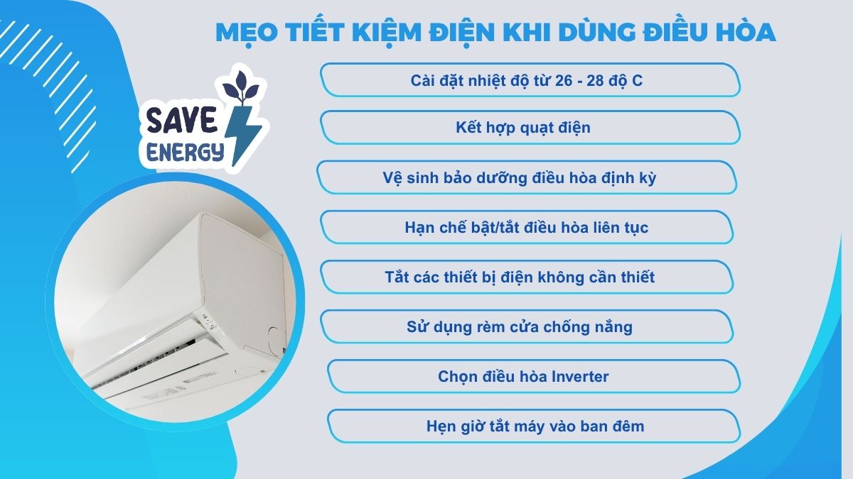 Mẹo tiết kiệm điện khi dùng điều hòa
