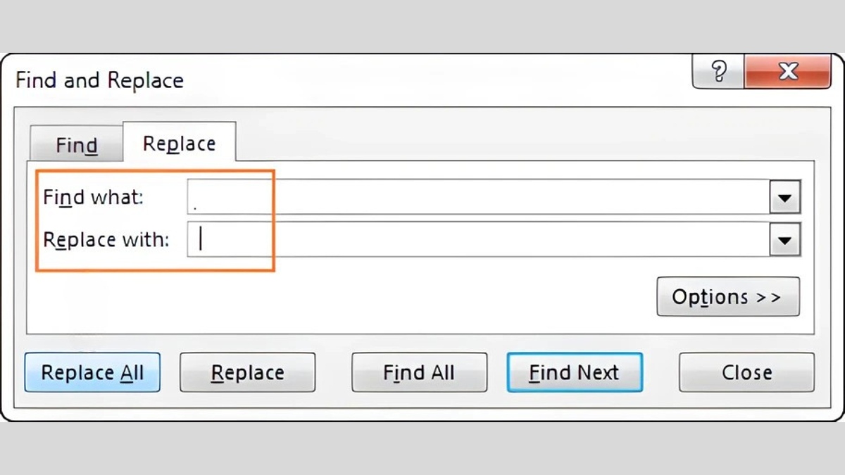 Cách bỏ dấu phẩy trong Excel bằng tính năng find and replace - bước 2