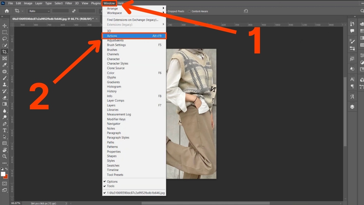 Cách chèn logo vào ảnh trong Photoshop bằng cách ghi actions bước 1