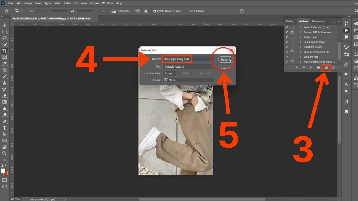 Cách chèn logo vào ảnh trong Photoshop bằng cách ghi actions bước 2