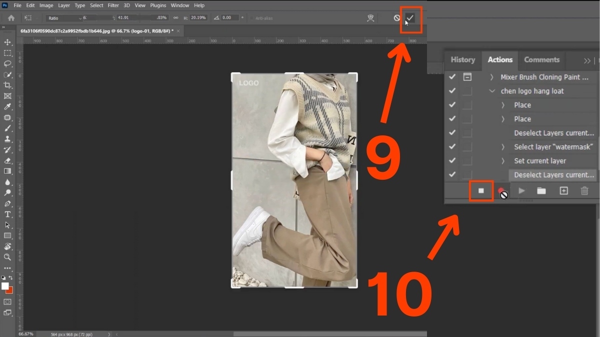 Cách chèn logo vào ảnh trong Photoshop bằng cách ghi actions bước 4